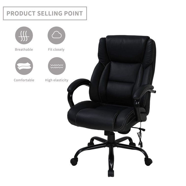 Inbox Zero Big and Tall Home and Office Executive Chair with Wide